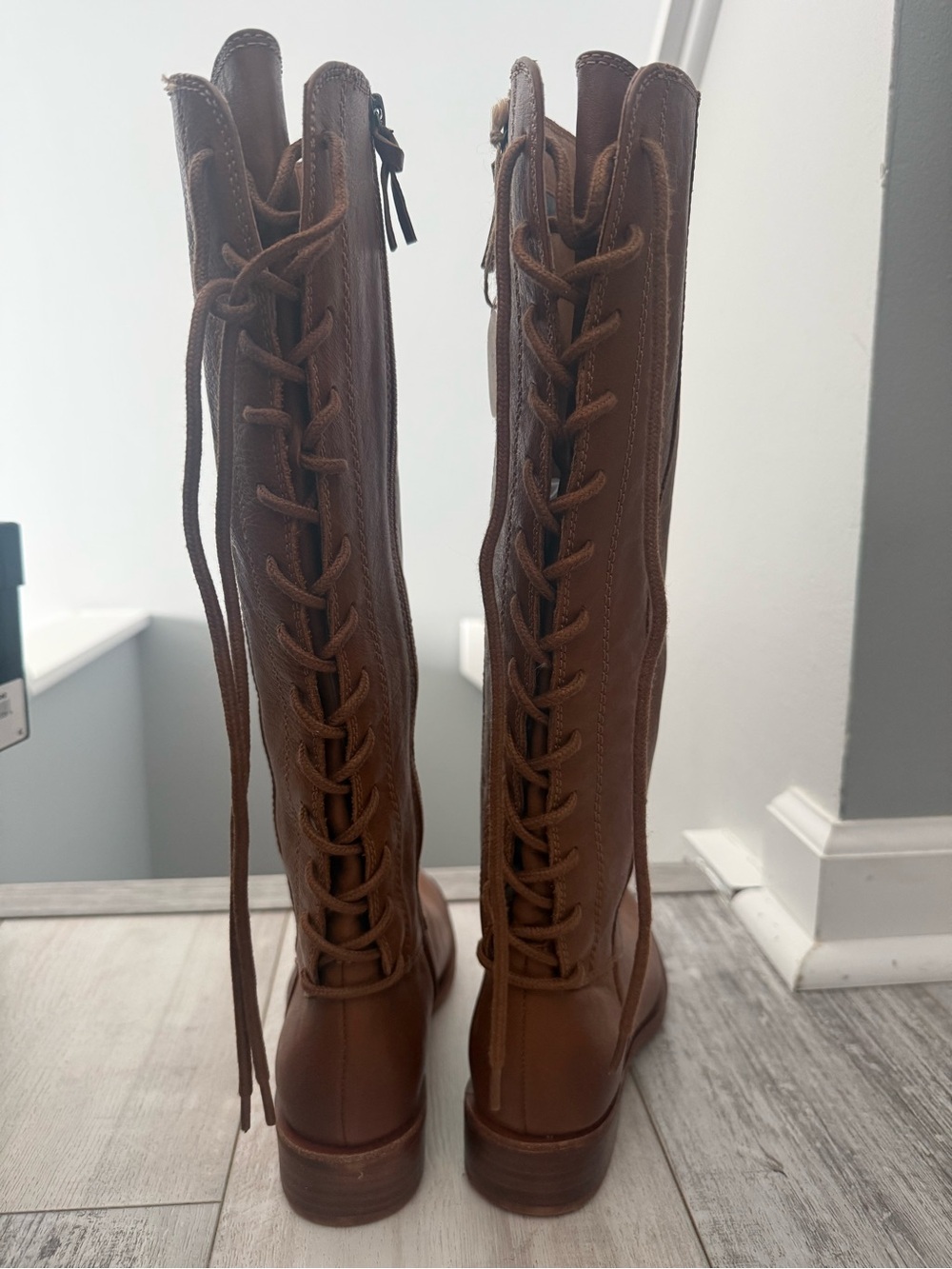 Sofft Brown Leather Lace-Back Riding Boots Size 6 NWT
